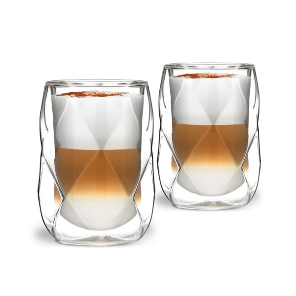 Set di 2 bicchieri da latte a doppia parete, 250 ml Geo - Vialli Design