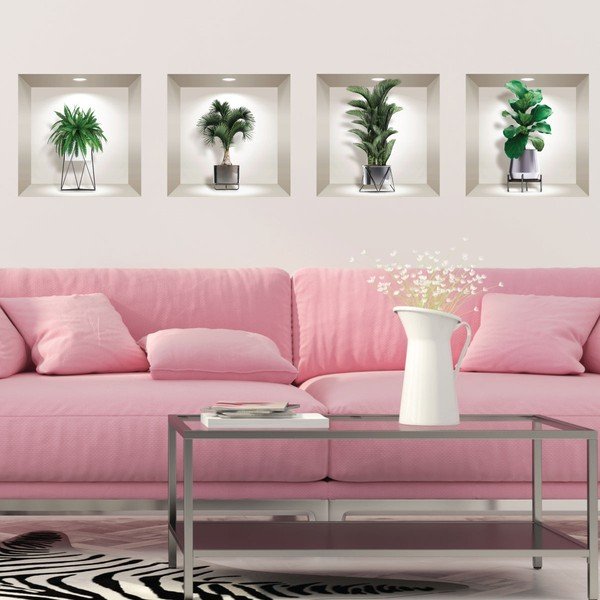 Set di 4 adesivi murali 3D per piante da interno - Ambiance-image-2