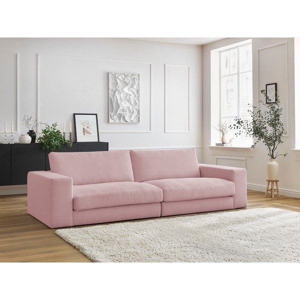 Divano rosa con rivestimento in velluto a coste 274 cm Leonard – Bobochic Paris-image-1