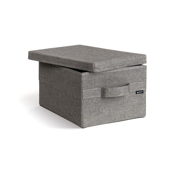 Scatola con coperchio grigia in tessuto 27x36x19 cm Soft Storage Small – Bigso-image-2