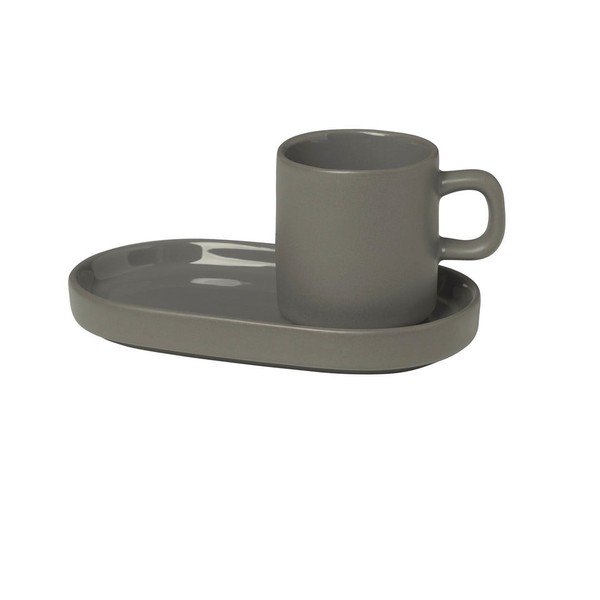 Set di 2 tazze da espresso grigie con piattini , 50 ml Pilar - Blomus