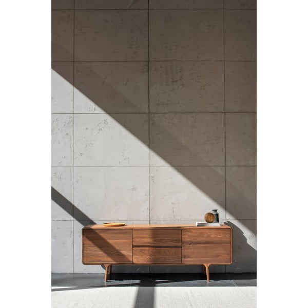 Mobile TV marrone in noce massiccio 180x65x45 cm Fawn – Gazzda-image-1