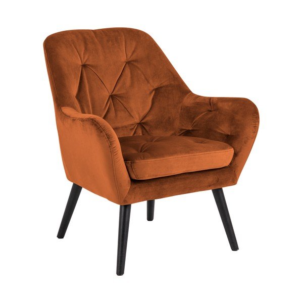 Poltrona in velluto arancio rame Astro - Actona