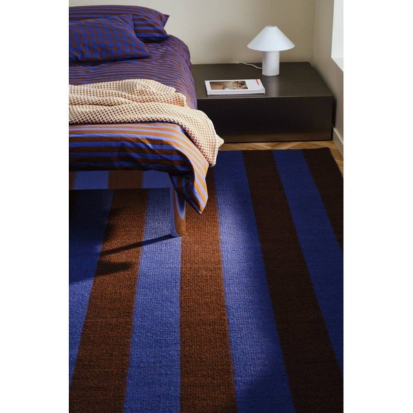 Passatoia blu/marrone in misto lana tessuta a mano 80x200 cm Sissel – Jotex-image-1