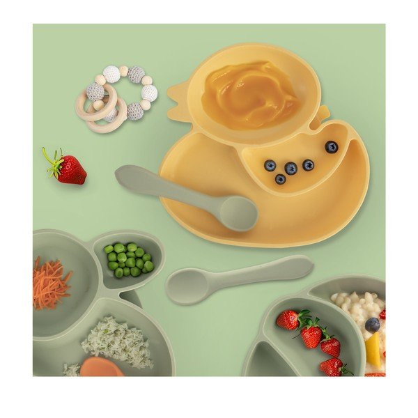 Cucchiaio da bambini color salvia in silicone – Orion-image-1