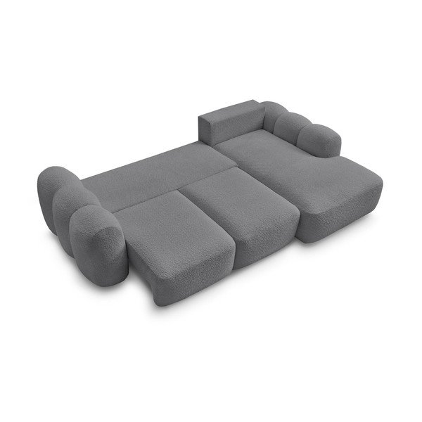Divano angolare grigio allungabile/con contenitore (con penisola a destra/con chaise lounge) con rivestimento in bouclé Montaigne – Bobochic Paris-image-4