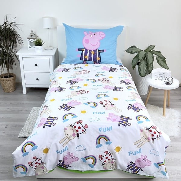 Biancheria da letto per bambini con effetto fosforescente in cotone per letto singolo 140x200 cm Peppa Pig – Jerry Fabrics-image-2