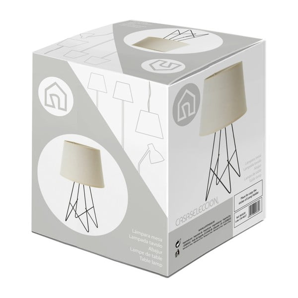 Lampada da tavolo nera e crema con paralume in tessuto (altezza 38,5 cm) - Casa Selección-image-4