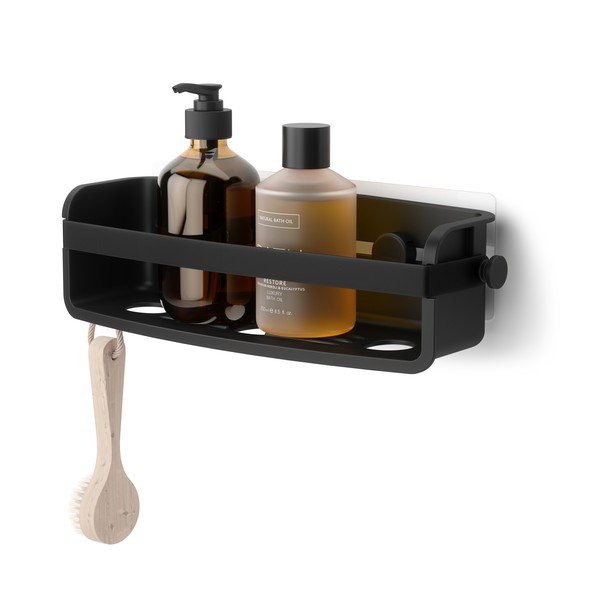 Mensola da bagno senza foratura nera in plastica Flex Adhesive – Umbra