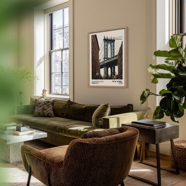 Dipinto stampato con cornice inclusa 50x70 cm NY Bridge – Styler-image-1