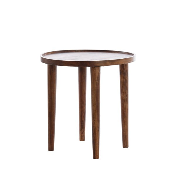 Tavolino rotondo in legno massiccio di acacia ø 45 cm Qiano - Light & Living-image-1