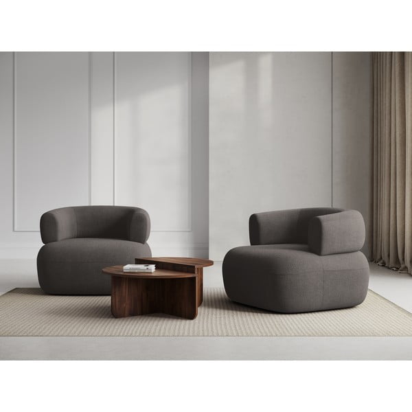 Poltrona grigia in tessuto bouclé Jenny - Micadoni Home-image-1