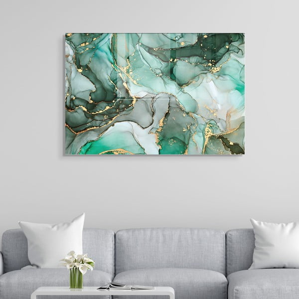 Pittura su vetro 100x70 cm Turquoise - Wallity-image-1