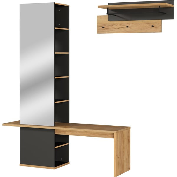 Set da corridoio grigio scuro con decoro in rovere - Germania-image-2