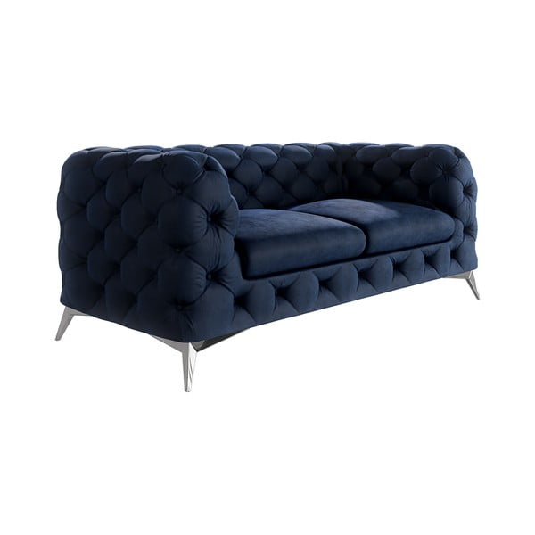 Divano blu scuro con rivestimento in velluto 185 cm Chelsea – Ropez-image-1