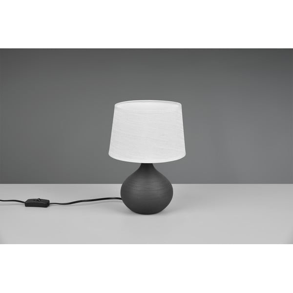 Lampada da tavolo marrone scuro in ceramica e tessuto, altezza 29 cm Martin - Reality-image-1