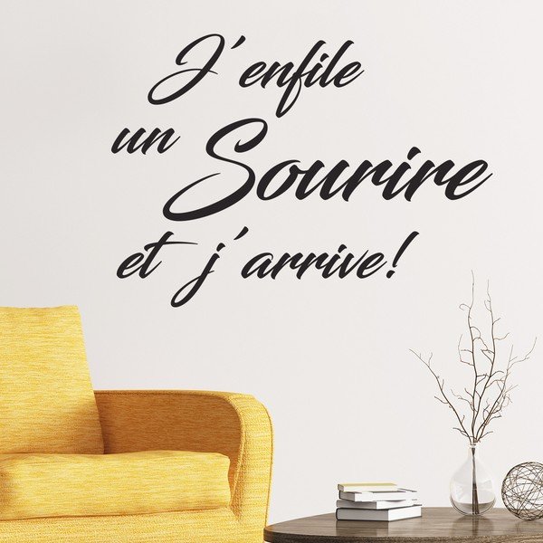Černá samolepka Ambiance Quote Sourire Et J'arrive