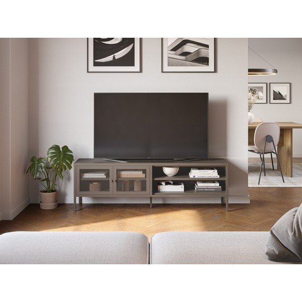 Mobile TV grigio in metallo 160x50x35 cm Fayna – Marckeric-image-1