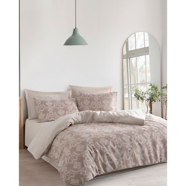 Biancheria da letto in marrone chiaro per letto matrimoniale 200x200 cm – Mijolnir