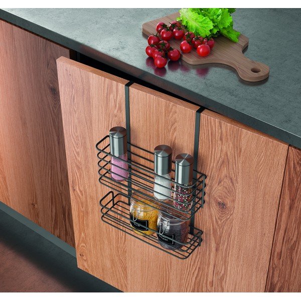 Scaffale da cucina sospeso in metallo nero Lava Double Galileo - Metaltex-image-2