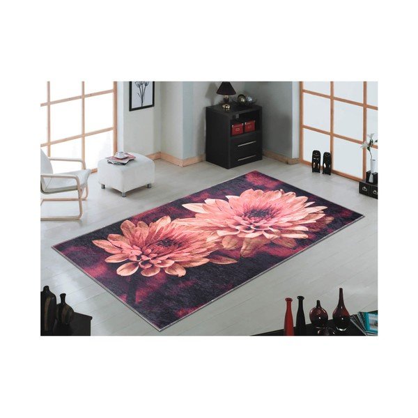 Odolný koberec Vitaus Red Chryzantemum, 100 x 160 cm