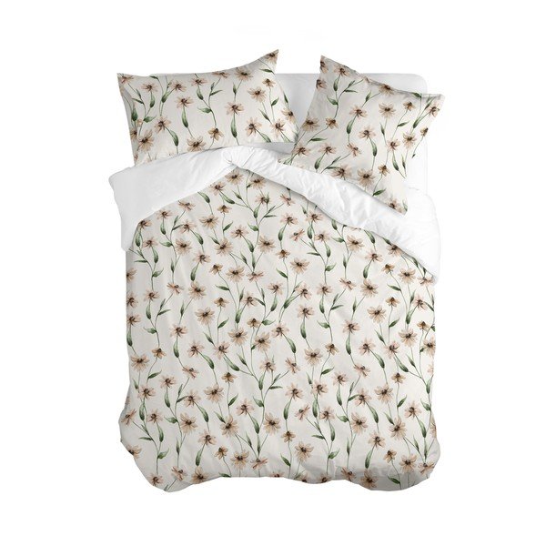 Copripiumino beige in cotone per letto singolo 140x200 cm Tinny bloom - Happy Friday-image-2