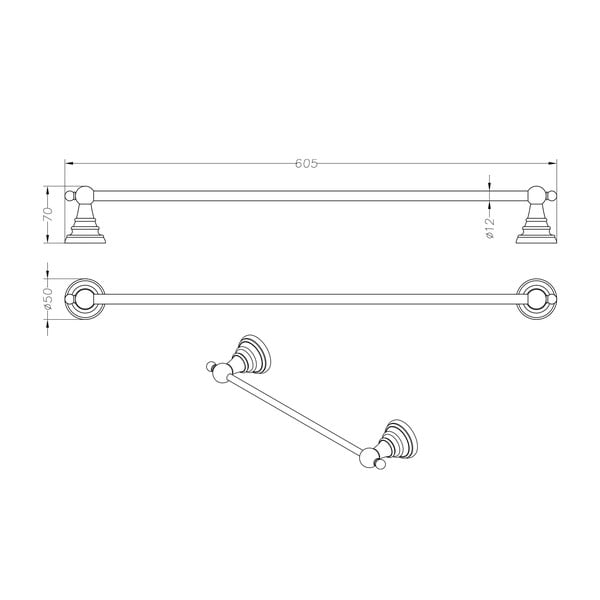 Porta asciugamani in ottone, larghezza 60 cm Diamond - Sapho-image-2