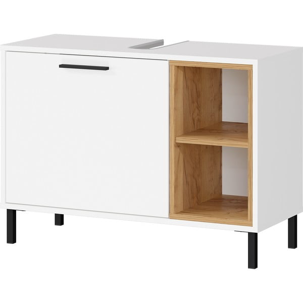 Mobile basso bianco sotto il lavabo in rovere 80x57 cm Loria - Germania-image-1