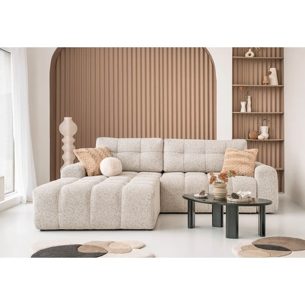 Divano angolare componibile beige allungabile/con contenitore (con penisola a sinistra) Lulu – Miuform-image-1