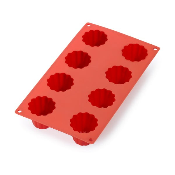 Stampo in silicone rosso per 8 mini bundt cake - Lékué