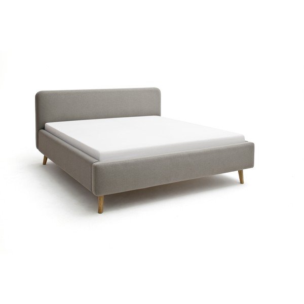 Letto matrimoniale imbottito grigio tortora con contenitore con rete inclusa 180x200 cm Mattis – Meise Möbel