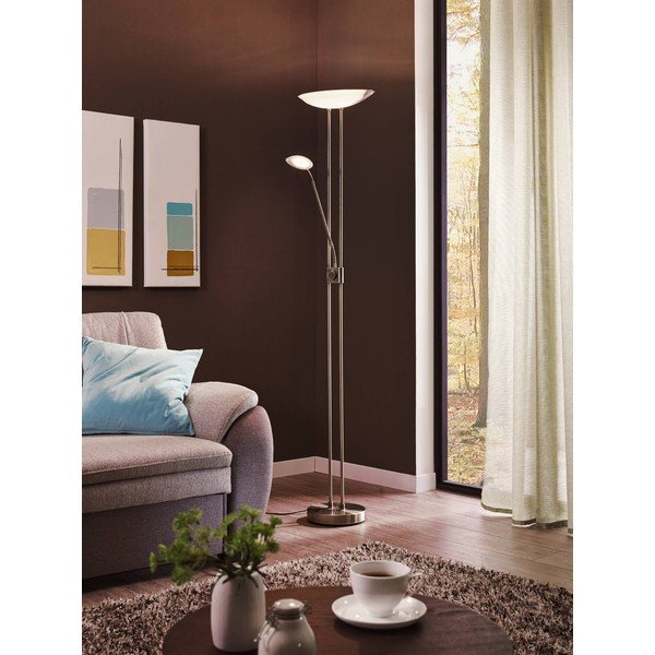 Lampada da terra LED grigia con paralume in vetro (altezza totale 180 cm) BAYA LED – EGLO-image-2