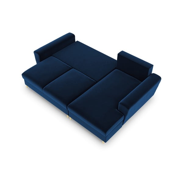 Divano angolare blu allungabile e con contenitore (con penisola a destra/con chaise lounge) con rivestimento in velluto Kyoto – Cosmopolitan Design-image-2