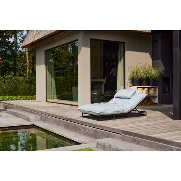 Sdraio da giardino blu in metallo/in imbottito Emma – Hartman-image-1