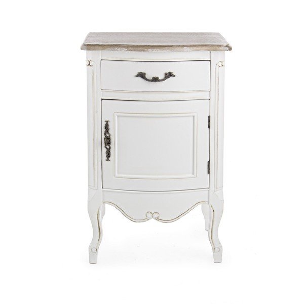 Comodino bianco in legno di paulownia massiccio Justine – Bizzotto