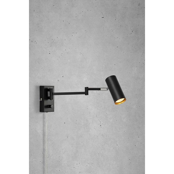 Lampada da parete nera in metallo con alimentazione a corrente con struttura flessibile/con intensità regolabile Torino – Markslöjd-image-1
