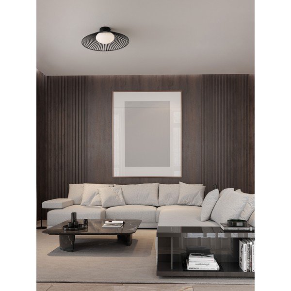 Plafoniera LED nera opaca in metallo con paralume in vetro Brume – Nova Luce-image-1