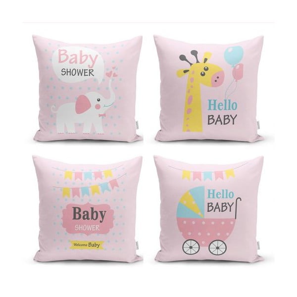 Set di 4 federe decorative , 45 x 45 cm Baby Girl - Minimalist Cushion Covers
