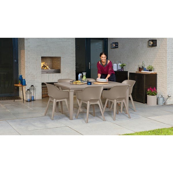 Set di 2 sedie da giardino in plastica marrone chiaro Akola - Keter-image-1