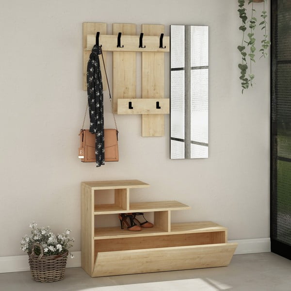 Set da corridoio in rovere color naturale Vesty - Kalune Design-image-1