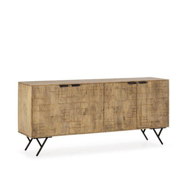 Credenza di colore naturale in mango massiccio 175x78x40 cm Priya – MOME