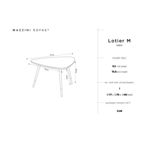 Tavolino in legno di pino Lotier Triangle - Mazzini Sofas-image-1