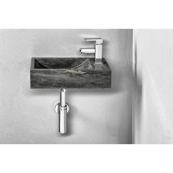 Lavabo nero in pietra 40x22 cm Blok – Sapho-image-1