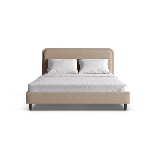 Letto matrimoniale imbottito greige con rete inclusa 160x200 cm Aveline – Micadoni -image-3
