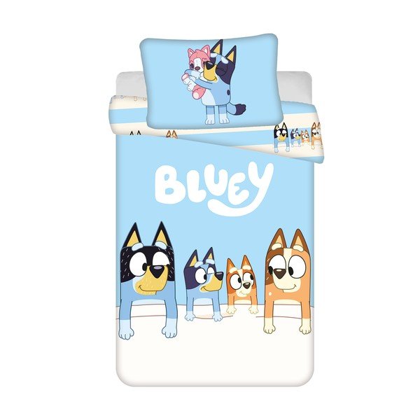 Set copripiumino e federa da bambini blu in cotone per culla 100x135 cm Bluey – Jerry Fabrics