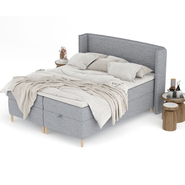 Letto boxspring grigio con spazio contenitivo 180x200 cm Monpelli - Maison de Rêve-image-4