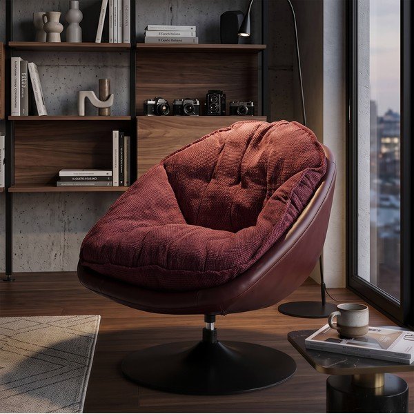 Poltrona burgundy girevole Retro Style – Mauro Ferretti-image-1
