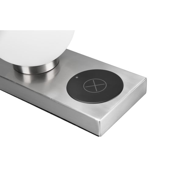 Lampada da tavolo con caricatore wireless in argento (altezza 15 cm) Chloe - Reality-image-4