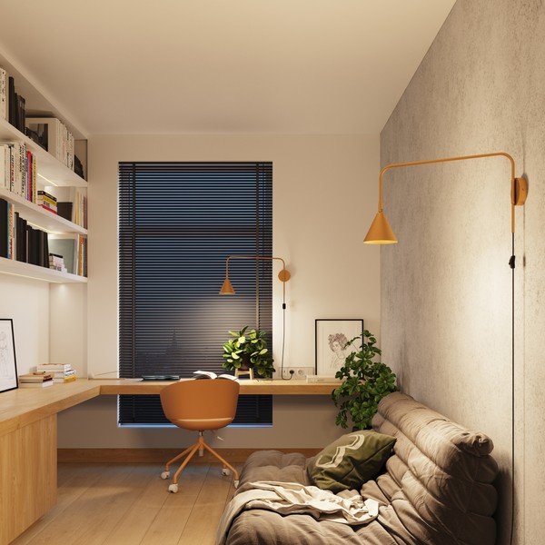 Lampada da parete gialla con alimentazione a corrente ø 14 cm Zylo – Sollux-image-2