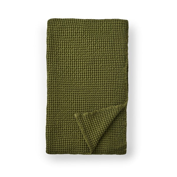 Coperta verde in cotone 150x200 cm Jaipur Chunky Waffle – Pineapple Elephant